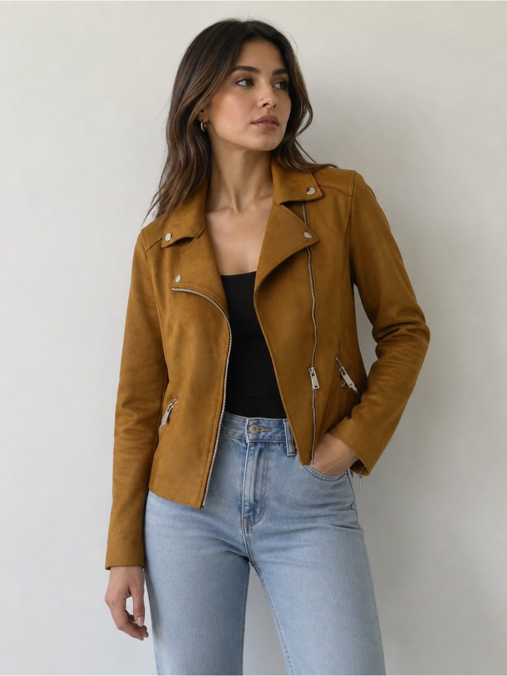 H&M Suede Moto Jacket - Brown